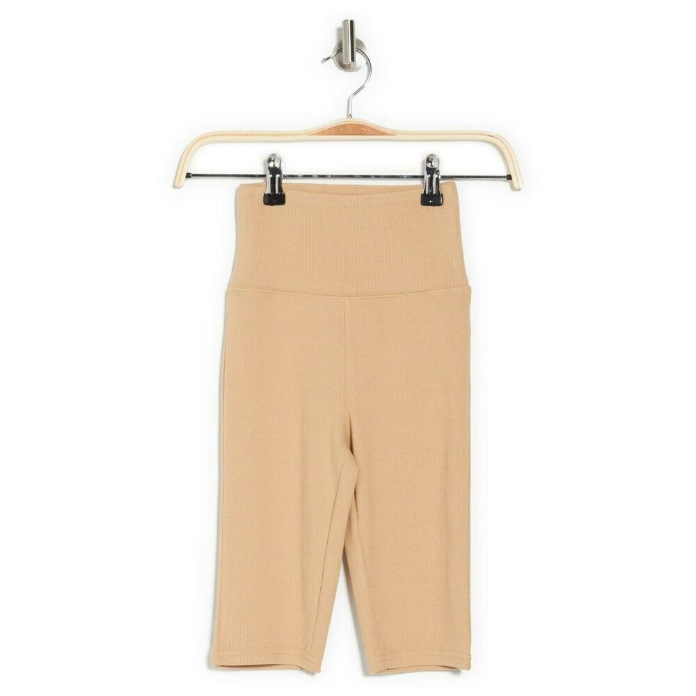 Abound Women's Ribbed Longline Bike Shorts Fitted Leg Beige Nougat Size Small - Picture 2 of 2